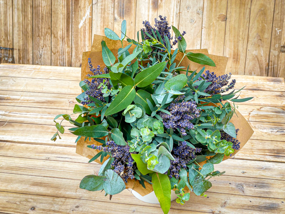 A bouquet of flowers on a table
